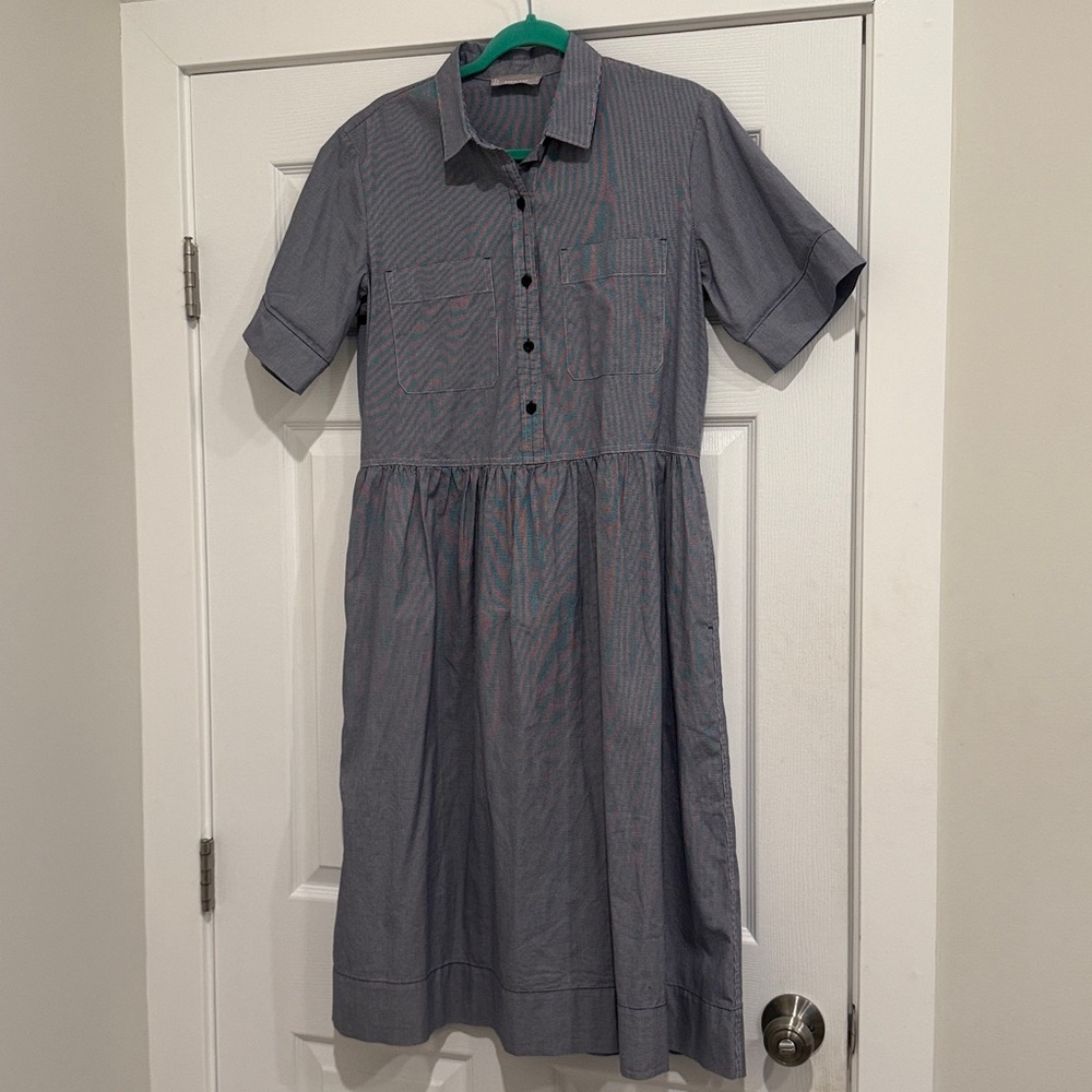 Everlane The Parklet Shirtdress Blue and White Size 6 Midi Cotton - Picture 5 of 8